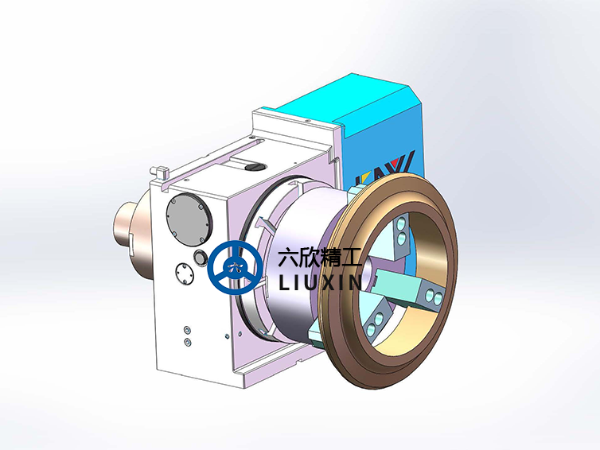 大圓環工件液壓卡盤+回轉油缸+四軸連接方案